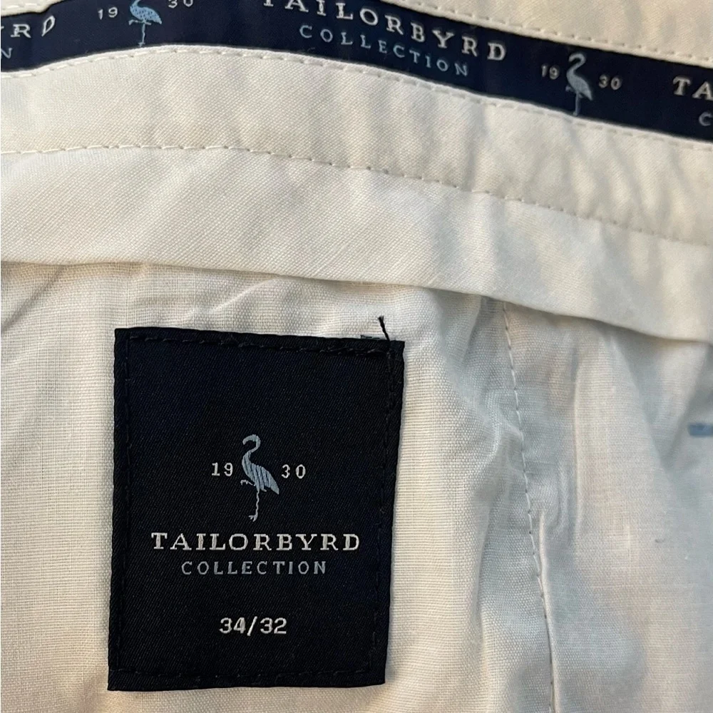 TailorBryd collection Linen Men blue pebbled Beach flat front golf pants 34/32